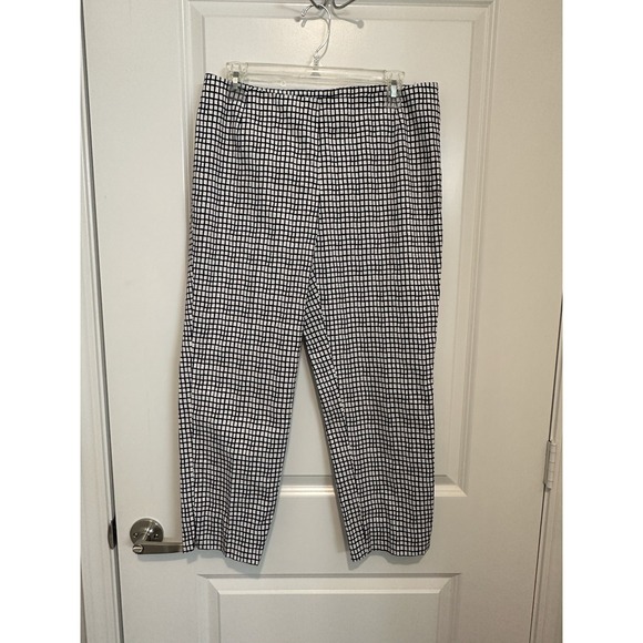 Lafayette 148 Stanton Black White Grid Ankle Pants Sz 8 Work Chic - Picture 2 of 6